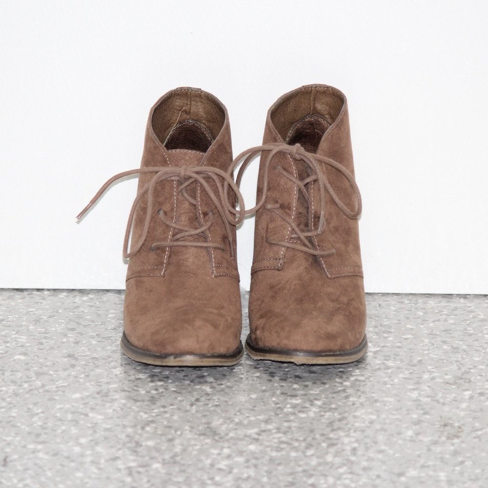 MIA Brown Suede Lace-up Bootie